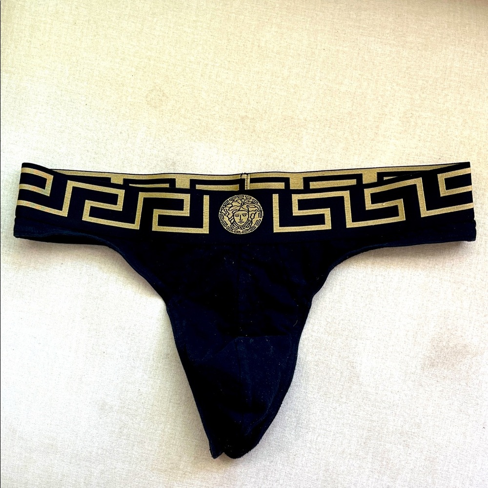 Versace Black Briefs with Gold Greek Key Design - Picture 1 of 4
